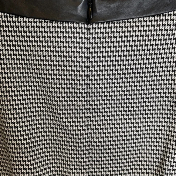 CONNECTED APPAREL Houndstooth Leather Trim Dress Peplum Parisian Classic Size S - Picture 6 of 10